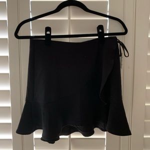 Black Flowy Wrap Mini Skirt